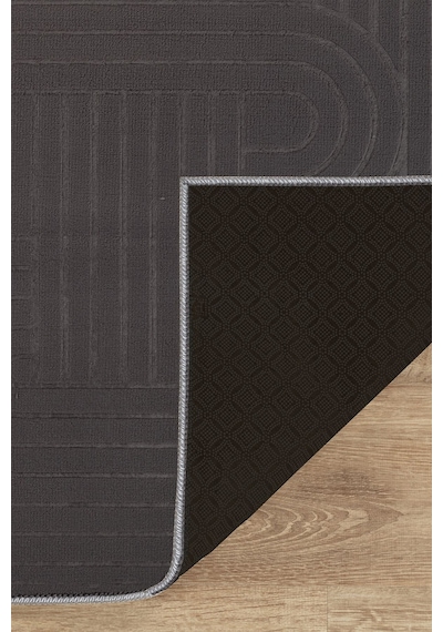 Tropikal Home Bambu Dokulu Modern Desenli Kaymaz Taban Lüx Dört Mevsim Yıkanabilir Halı Yolluk Antrasit