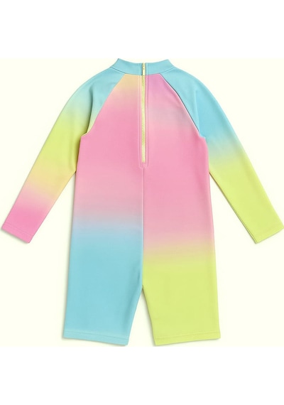 My Kids Wear Kız Cocuk Uzun Kollu Ve Fermuarlı Mayo Takımı 3 -10 Yas 11908 Turkuaz