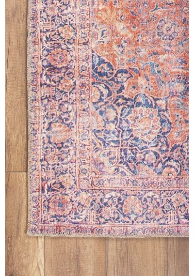 Blues Vintage Desenli Dokuma Taban Dekoratif Kırmızı Halı (Al 370