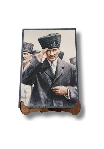 Atatürk Masaüstü Ahşap Tablo - Kabartmalı Baskı Şık Hediyelik 11x16 Cm No 2 3 Parça