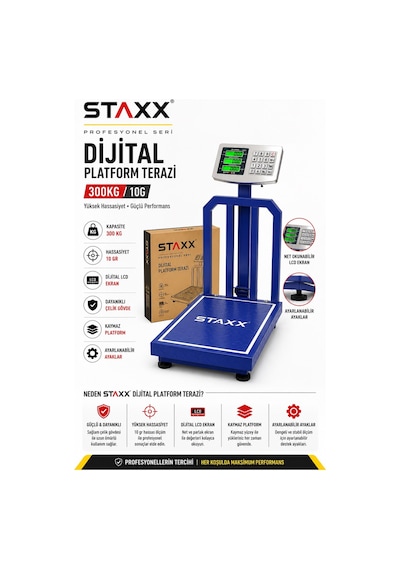 Staxx Stx300tra 300 Kg Dijital Platform Terazi Elektronik Baskül Endüstriyel Hassas Ölçüm Korumalı