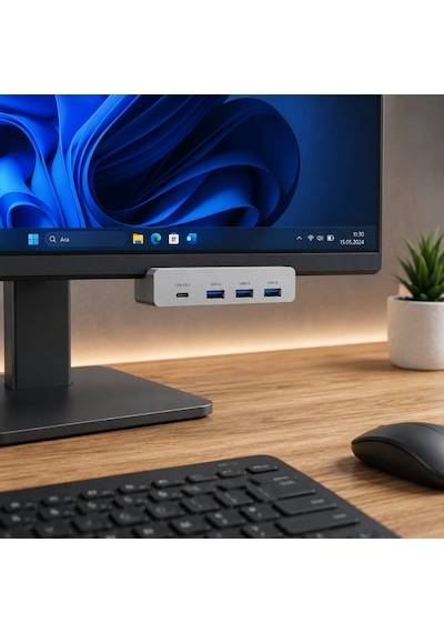 Alfais 6081 Alüminyum 4 Port Çoklayıcı Usb 3.0 Type C Hub 5gbps Veri Aktarım Güç Destekli Dock Çoğal