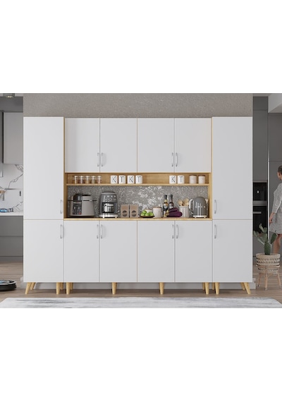 Della Kahve Köşesi Çok Amaçlı Dolap Kiler Mutfak Dolabı Meşe Beyaz 240cm Meşe - Beyaz Della Kahve Köşesi Çok Amaçlı Dolap Kiler Mutfak Dolabı Meşe Beyaz 240cm Meşe - Beyaz