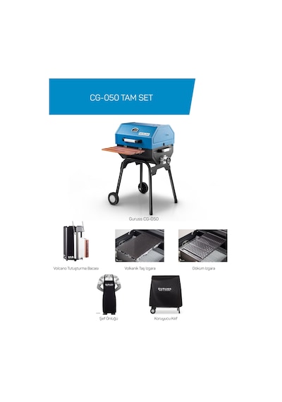 Guruss Cg-050 Kömürlü Barbekü Mangal Tam Set Mavi Model:grs09