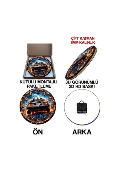 Sessiz Yuvarlak Ahşap Duvar Saati, Kuvars Hareketli 3d Görünümlü 2d Saat Sdw062 Renkli
