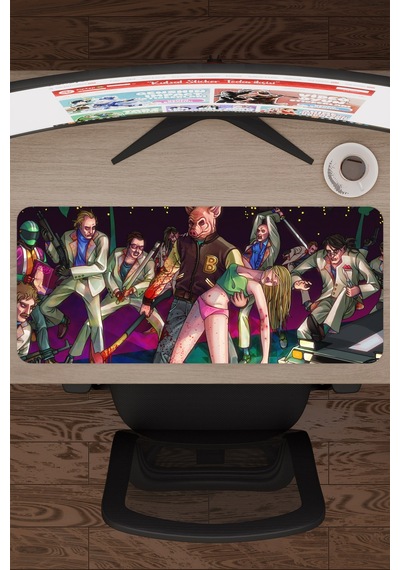 Hotline Miami Kaymaz Dikişli Kauçuk Oyuncu Mousepad V5 - 70x30 Xl Gaming Mouse Pad Fare Altlığı