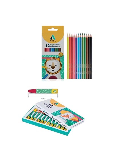 12'li Kuru Boya Ve 12'li Pastel Boya Set Karışık