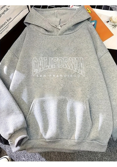 Uyguntarz Unisex San Fransisco Baskılı Oversize Sweatshirt Gri