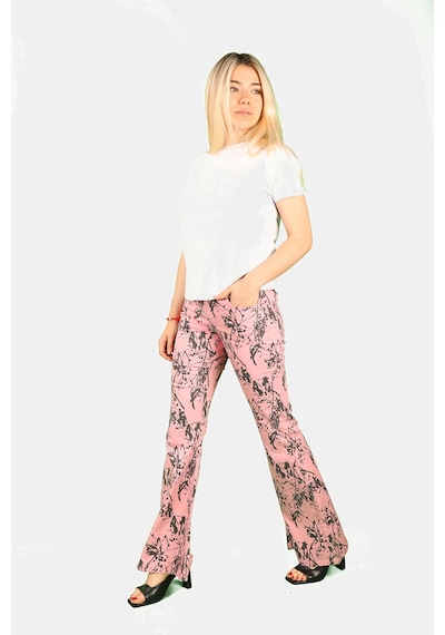 Balins Geniş Paça Desenli Pantolon Pembe