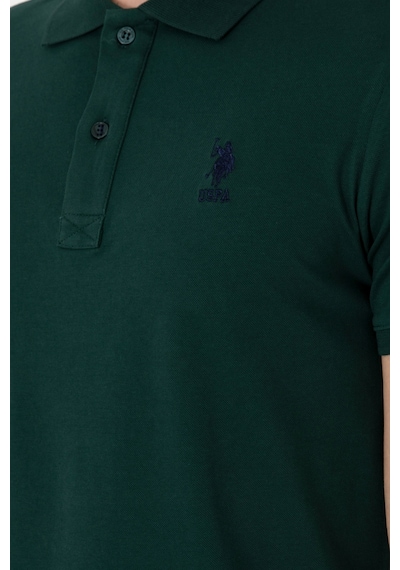 U.S. Polo Assn. Erkek Slim Fit Polo Yaka Koyu Yeşil Basic Tişört 50298011-VR079