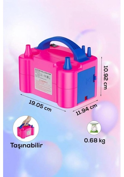 Shopexxtra Elektrikli Balon Pompası, Çift Nozullu Balon Şişirme Makinesi, 600w, 220-240v, Parti Diğer