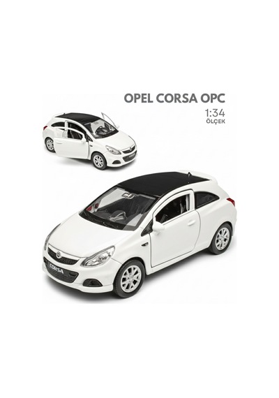 Beyaz 1:34 Ölçek Die Cast Kapıları Açılır Lisanslı Opel Corsa Opc Oyuncak Metal Model Araba Çok Renkli