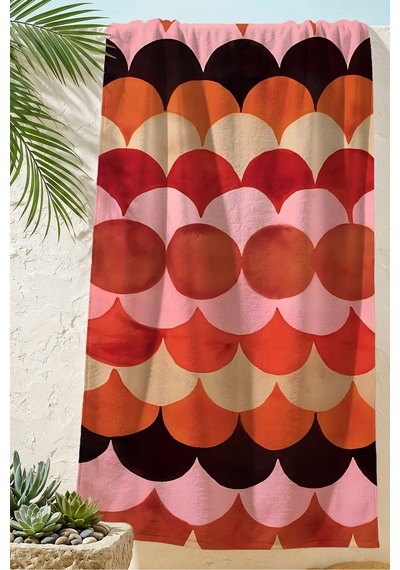 Geometrik Retro Dalga Plaj Havlusu-bohem Pembe Turuncu Havuz Deniz Banyo Hızlı Kuruyan Sahil Örtüsü Pastel Tınısı Geometrik Retro Dalga Plaj Havlusu-bohem Pembe Turuncu Havuz Deniz Banyo Hızlı Kuruyan Sahil Örtüsü Pastel Tınısı