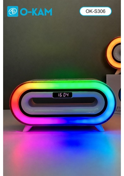 O-kam Ok-s306 Bluetooth Rgb Saatli Kablosuz Şarjlı Hoparlör