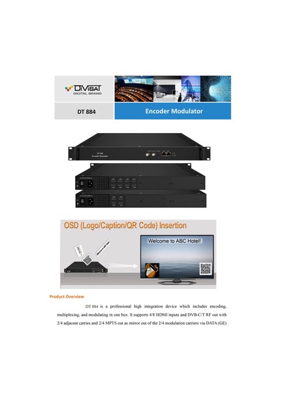 DİVİSAT DT-884 8 HDMI GİRİŞ 4 DVB-C QAM ÇIKIŞ TRANSMODÜLATÖR