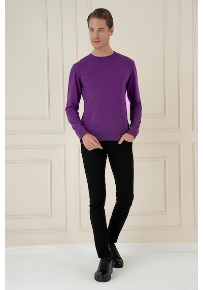 Efor Tr 875 Slim Fit Mor Klasik Triko Mor