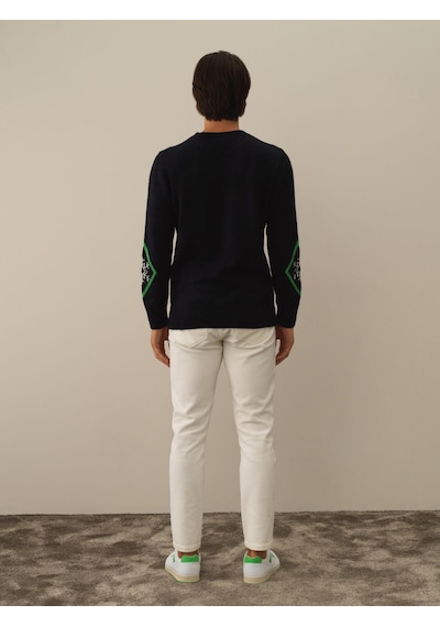 Xint Lacivert Lüks Pamuk Dokulu Regular Fit Kazak 801744