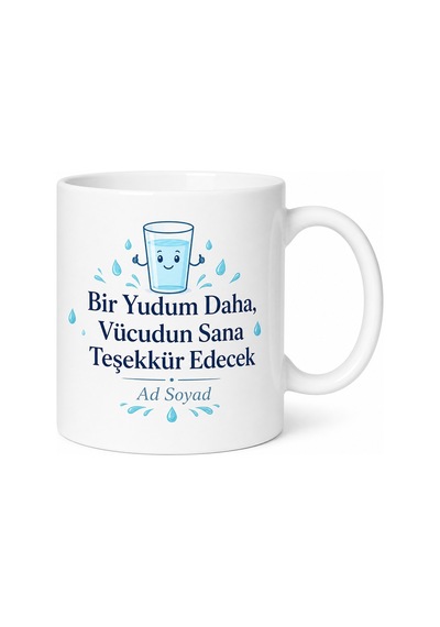 Su İçmeyi Hep Unutanlara Sağlıklı Yaşam Hatırlatıcı Kupa Bardak Hediye Beyaz / Çok Renkli