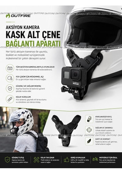Outfire Aksiyon Kamera Kask Alt Çene Bağlantı Aparatı
