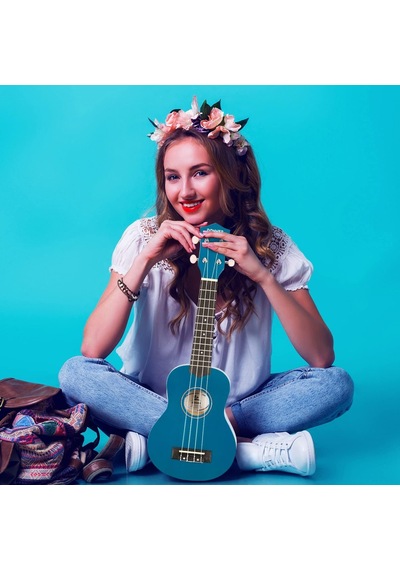 Donner Dus-10b Soprano Ukulele Seti Mavi