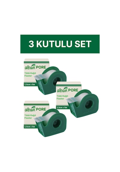 Kağıt Flaster 2,5cmx5m, 3 Kutulu Set, Medikal Pore Cerrahi Bant