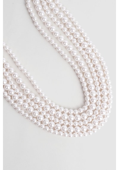 Barbara 18 Ayar Beyaz Altın Kaplama 42 Cm Gümüş Choker Kolye Gümüş - Rodyum