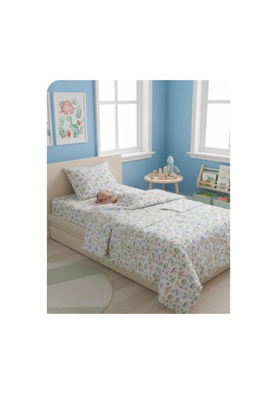 Bambu Müslin Karışımı Dinozor Desenli Bebek Nevresim Takımı 4 Lü Set Ekru - 793086240 Ekru