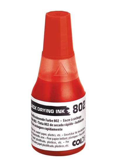 Colop 802 25ml Çabuk Kuruyan Mürekkep Kırmızı Siyah