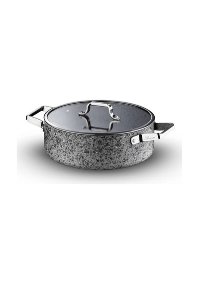 Brioni Stone-h 32 Cm Çizilmez Yanmaz Yapışmaz Basık Tencere Sh-127 Gri
