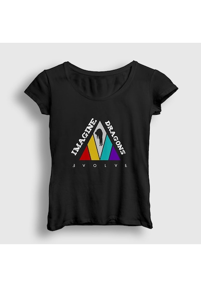 Presmono Kadın Evolve Imagine Dragons T-shirt Siyah
