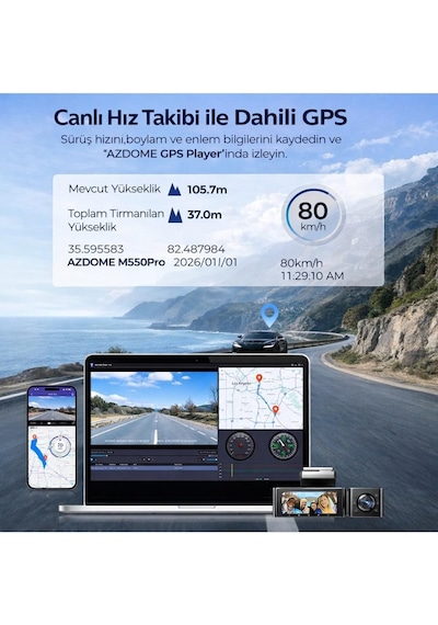 M550 Pro 3 Kameralı 150 Derece Görüş Açışı 4k Ultra Hd Gece Görüşlü Wifi Araç İçi Kamera
