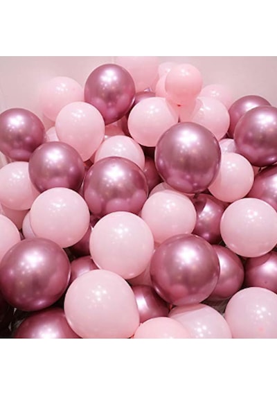 Krom Pembe ve Makaron Pastel Pembe Renk 15 Li Balon