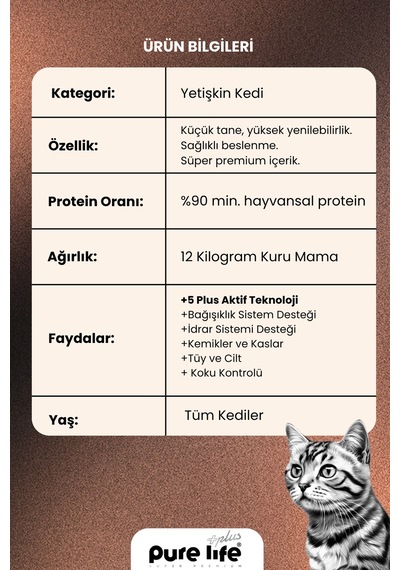 Pure Life Plus Somonlu Kısır Kedi Maması 12 KG