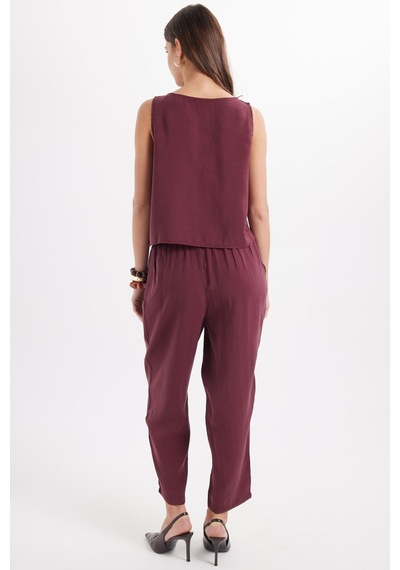 Tudors Kadın Standart Fit Normal Kesim Likralı Bisiklet Yaka Bluz Geniş Paça Bordo Pantolon Takım-50957 Tudors Kadın Standart Fit Normal Kesim Likralı Bisiklet Yaka Bluz Geniş Paça Bordo Pantolon Takım-50957