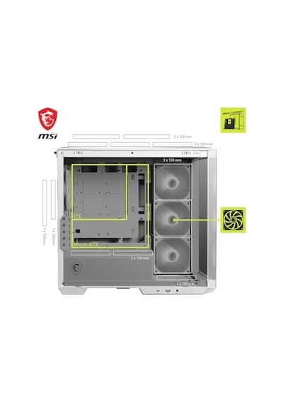 Msı Mag Pano M100r Pz Whıte Temperli Cam 3x120mm 1x120mm Argb Fan Matx Beyaz Panoramik Gaming Bilgisayar Kasası