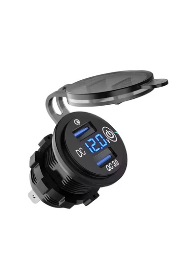 Mellifera İki Usb Type-a Şarj Cihazı Voltmetreli - On-off Anahtarlı - Mavi Işıklı Mlfr-yj-ds2034b