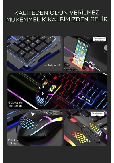 Tmk-06 Gaming Rgb Işıklı Kablolu Q Klavye Ve Mouse Seti Siyah
