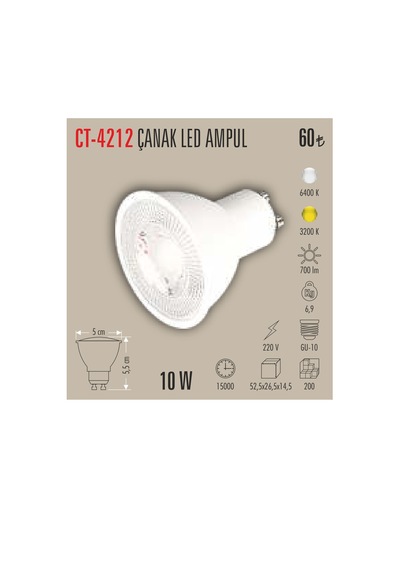 Ct-4212 10w Çanak Led Ampül G10 Günışığı 5 Adet