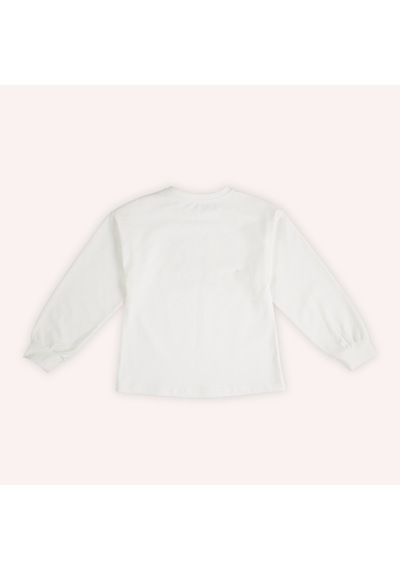 Panço Kız Çocuk Baskılı T-shirt Ekru 2421gk05010-4998 001