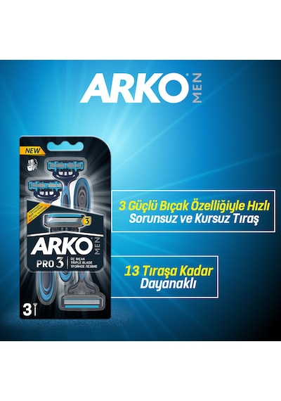 Arko Men Pro 3 Bıçaklı Erkek Tıraş Bıçağı 2 x 3'lü
