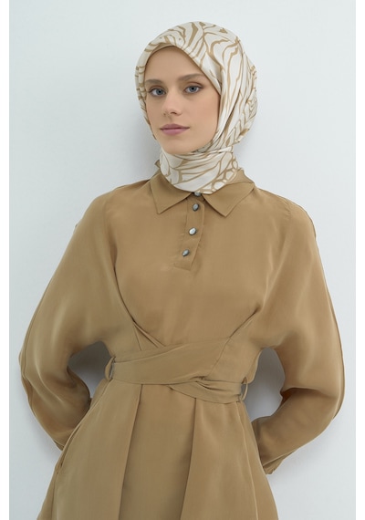 Armine Saf İpek Sura Eşarp-2026 İlkbahar-yaz- 95110d Vizon - Krem