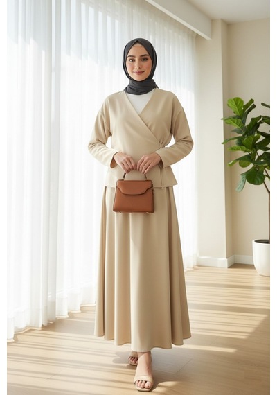 Unika Boutique Etekli İkili Takım Bej