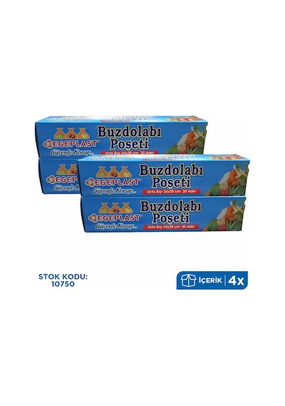 Egeplast Orta Boy Buzdolabı Poşeti 30'Lu 4 Paket 24X38 Cm