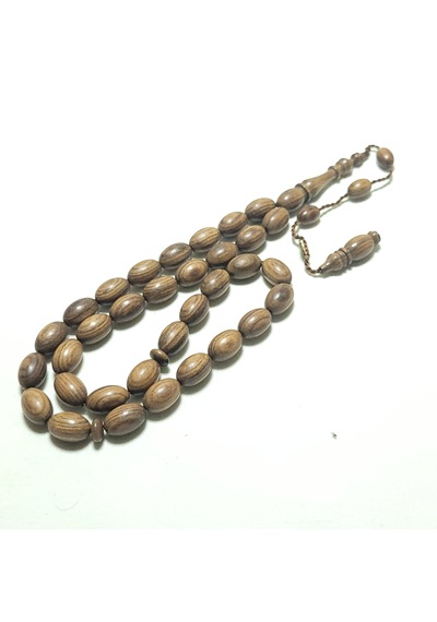 Sandal Ağacı Tesbih Yumurta 8,5x13. Kahverengi - Siyah