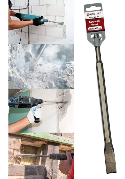 Sds-max Düz Keski Ucu 18x400x25 Mm Beton Ve Duvar İçin Kırma Ve Kanal Açma Ucu