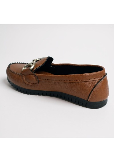 Dosa Shoes Kadın Babet Taba Zincir Tokalı Hafif Rahat Taban Şık Günlük Ayakkabı Taba