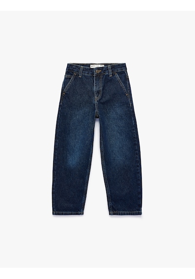 Koton Pamuklu Cepli Baggy Fit Denim Pantolon Dark Indıgo 6skb40047td Koyu İndigo