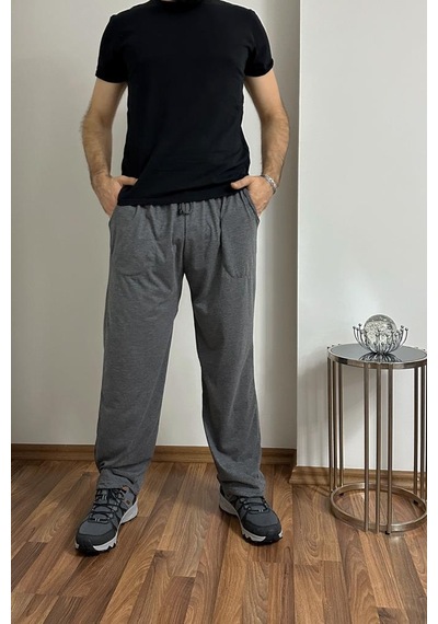 Erkek Pamuklu Cepli İpli Lastikli Bel Pijama Altı Eşofman Antrasit