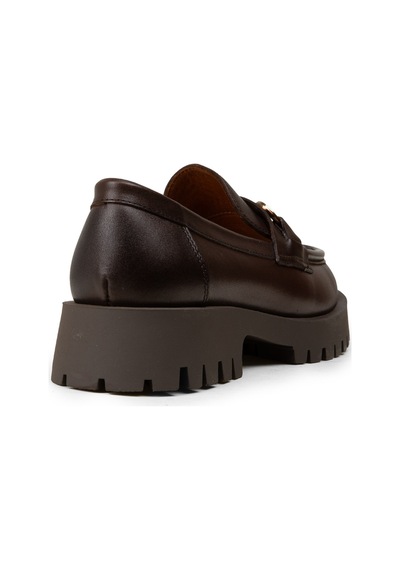 Deery Kadın Kahverengi Hakiki Deri Tokalı Loafer - 02037zkhvc02
