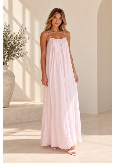 Gael Blush Breeze Pudra Maxi Elbise Pembe Pembe